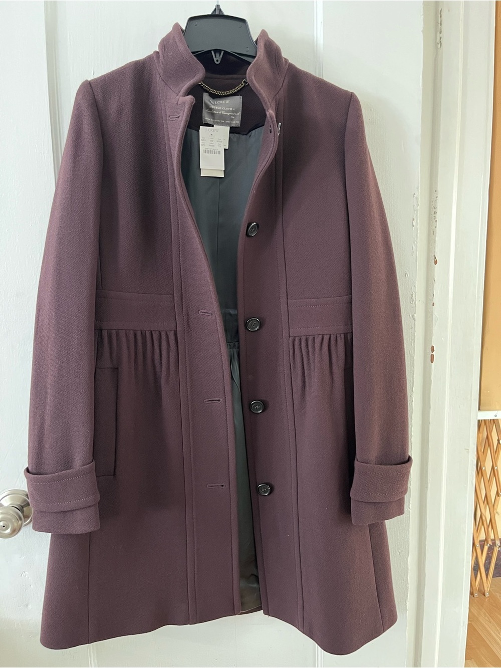 J.Crew Coletta Italian Double Cloth Wool Coat Size Tall 10 Purple NWT